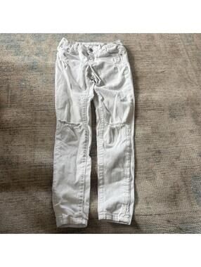 Tractr Girls White Denim Jeans Distressed Skinny Leg Size 7 Youth